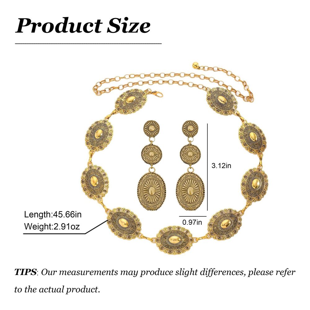 8551 Western Belts For Women Gold Chain Waist Belt Cowgirl Cowboy - Picture 6 of 7